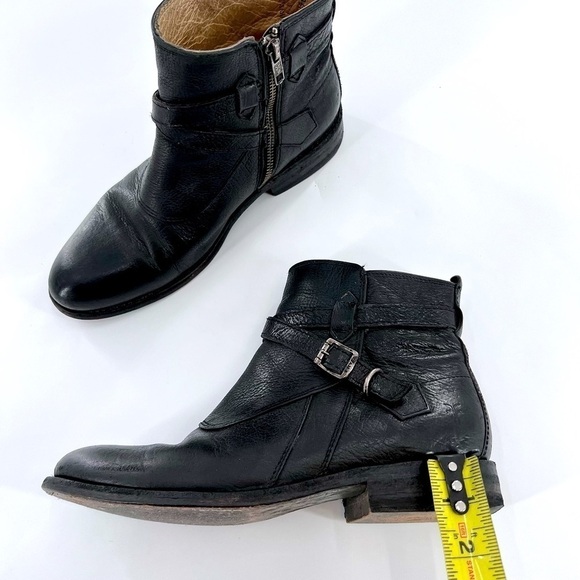 FRYE Jayden cross strap motorcycle boot black leather size 8 B - Picture 12 of 16